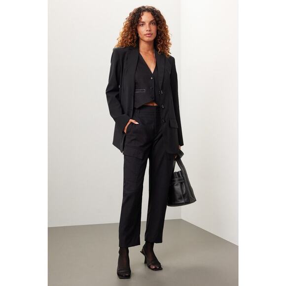 ANOTHER TOMORROW Black Cotton Front Button Fly Cargo Style Trouser Pant Size 42 - Picture 1 of 14